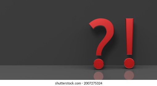 Question Mark Exclamation Point Q And A Sign FAQ Graphic Red Interrogation Point Exclamation Mark Graphic Asking Answering Illustration Learning And Decision Process 3d Rendering Illustration