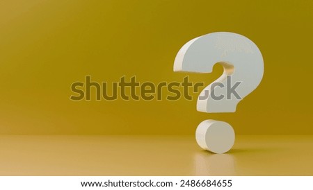 Question mark front of a yellow background. Faq problem solution symbol concept.