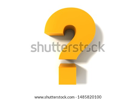 question mark gold query interrogation point 3d rendering asking sign isolated on white