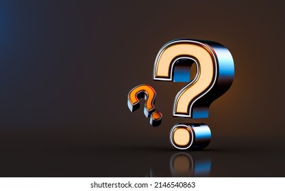question mark icon on dark background 3d render concept for asking helping confusion inquiry