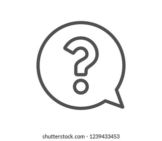 Question Mark Line Icon. Help Speech Bubble Sign. FAQ Symbol. Quality Flat Web App Element. Line Design Question Mark Icon. 