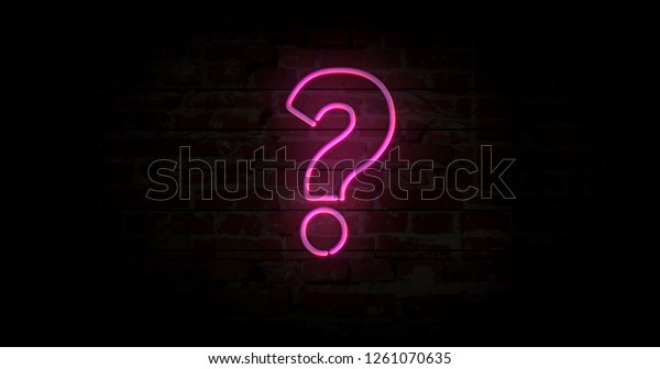 Fragezeichen Neon Schild Licht Auf Backsteinwand Stockillustration