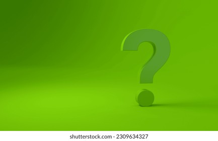 Question mark on green study background, concept of what to do about climate change. 3d rendering.