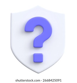 Question mark on shield; security, FAQ, help, website design.