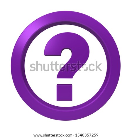 question mark purple interrogation point sign 3d rendering icon isolated on white