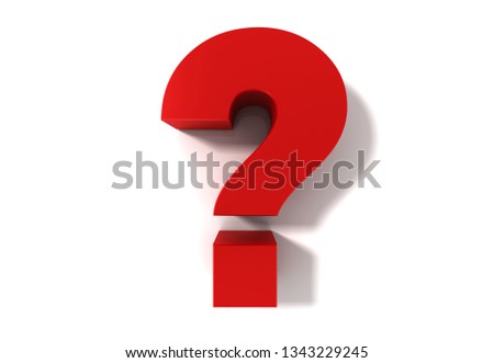 question mark red 3d rendering interrogation point punctuation mark isolated on white background