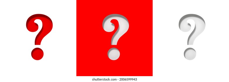 Question Mark Red White Interrogation Point Set Query Sign Symbol 3d Rendering