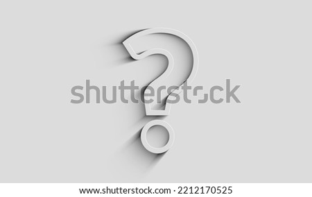 Question mark, search, support, faq, quiz and help symbol with natural shadow. Cyber technology icon abstract concept. 3d illustration light and shade object.