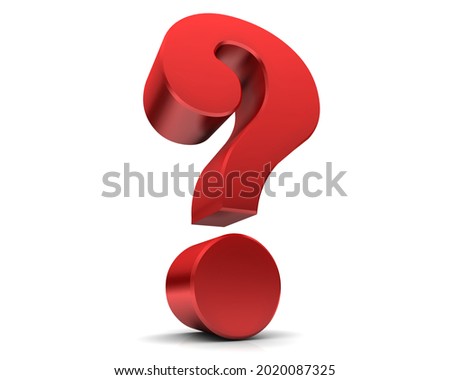 Question mark sign red asking queries symbol interrogation point mark 3d rendering