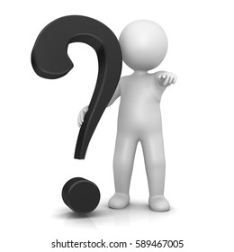 Question Mark Stickman 3d Isolated Black Stock Illustration 589467002