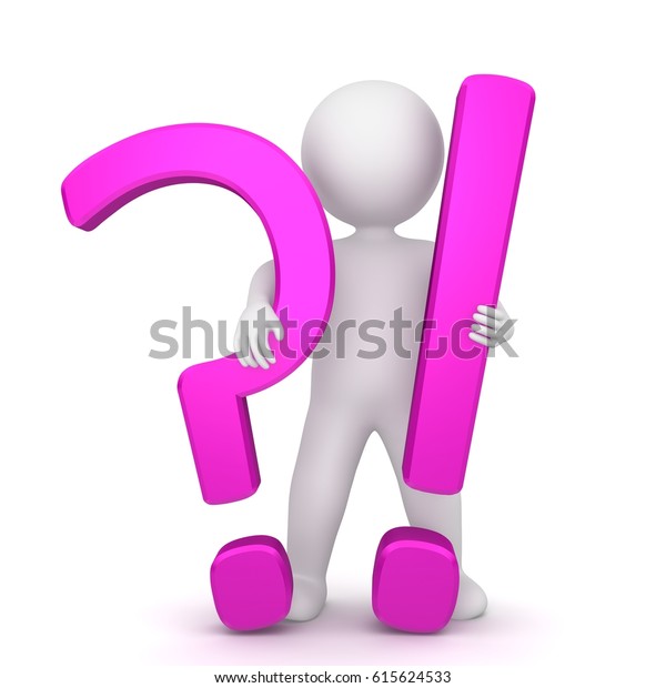 Question Mark Stickman Pink 3d Isolated のイラスト素材