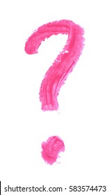 Question mark symbol drawn with a wax crayon isolated over the white background