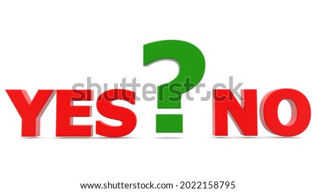 Question mark with yes or no concept.3d illustration