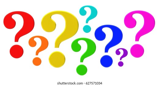 Question Marks 3d Rendering Illustration Colored Stock Illustration ...