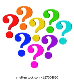 question marks 3d rendering punctuation sign icon colored isolated on white background  illustration in high resolution for business and presentations
