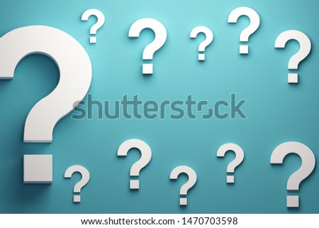 Question marks banner background. 3D Render illustration