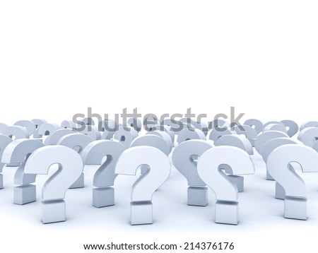 Question marks with empty space above over white background