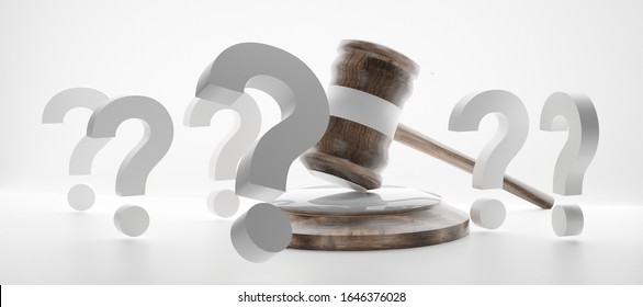 Question Marks Judge Gavel 3d-illustration Design