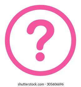 Question raster icon. This rounded flat symbol is drawn with pink color on a white background.