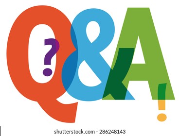Questions and answers symbol - colorful letters
