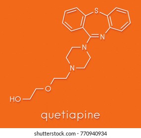 Quetiapine Antipsychotic Drug Molecule Skeletal Formula Stock 