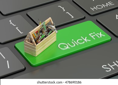 Quick Fix Concept On Keyboard, 3D Rendering