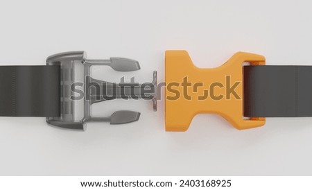 quick release buckle clip 3d rendering isolated black and orange