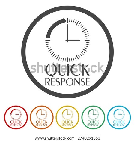 Quick response icon. Set icons in color circle buttons