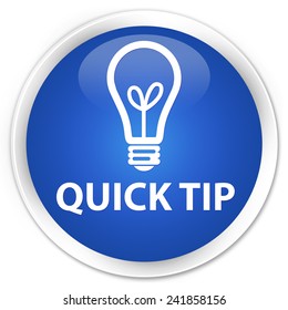 Quick Tip (bulb Icon) Blue Glossy Round Button