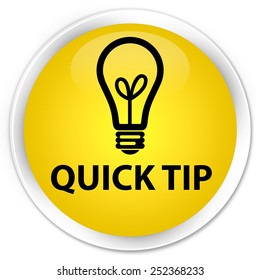 Quick Tip (bulb Icon) Yellow Glossy Round Button