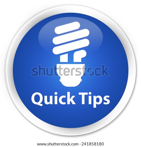 Quick tips (bulb icon) blue glossy round button