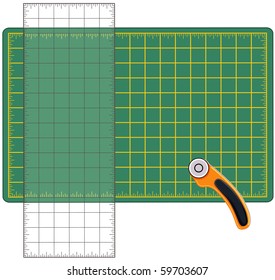 Quilters Ruler, Self Healing Cutting Mat With Grids, Rotary Blade Cutter For Measuring Fabric, Paper, Materials For Sewing, Tailoring, Quilting, Patchwork, Do It Yourself Arts, Crafts. 