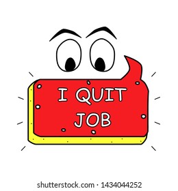 I Quit Job Icon, Poster. Color Element Illustration, Badge. Outline Object. Web Sticker, Banner.