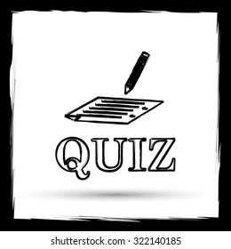 Quiz icon. Internet button on white background. Outline design imitating paintbrush.