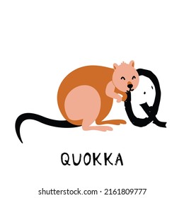 Quokka Isolated On White Background. Alphabet For Kids