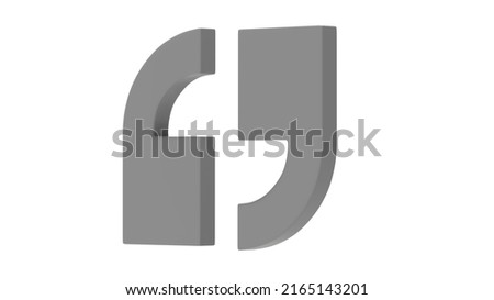 quotation mark 3d silver texture symbol