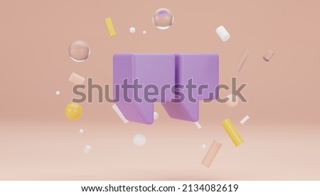 Quotation marks on orange background. 3D-rendering	
