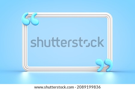 Quote box frame background empty space blogging template 3d render concept for texting