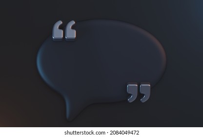 Quote Box Frame Icon Empty Space Blogging Template On Black Background 3d Render Concept For Texting