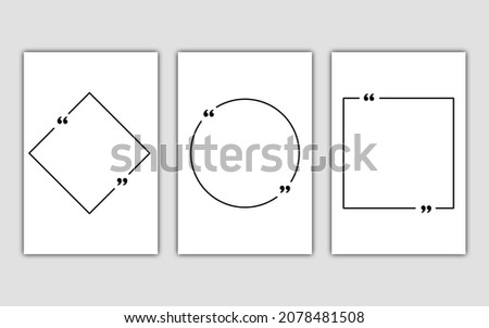 Quote box frames set isolated on white background. Bubble quotation, comment, message borders. Quote boxes, banners. Citation boxes isolated. Template quote icon for blog post, description.