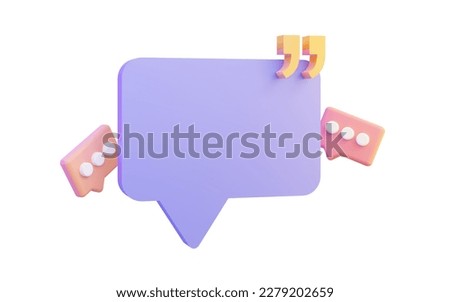 quote icon with bubble chat on white background 3d render concept for feedback notice