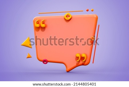 quote text box with empty background 3d render concept for mark notice speech border frame