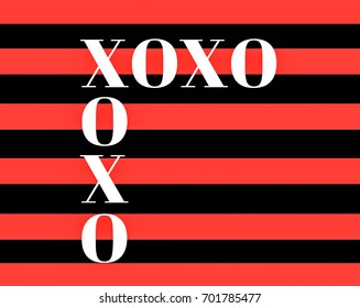 Quote:  XOXO (hugs and kisses) typography on a bold red and black stripe   - Powered by Shutterstock