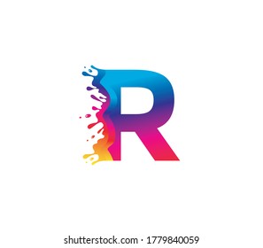 R Alphabet Painting Logo Design Concept