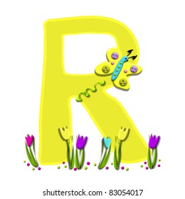 R Alphabet Spring Butterfly Decorated Colorful Stock Illustration ...