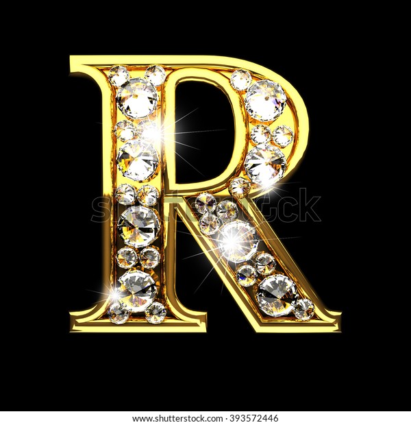 R黒い背景に金色の文字とダイヤモンド のイラスト素材
