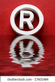 R trademark and reflection in red background