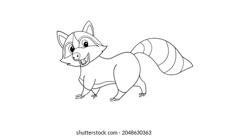 Raccoon Animal Line Drawing Coloring Templates For Art Class
