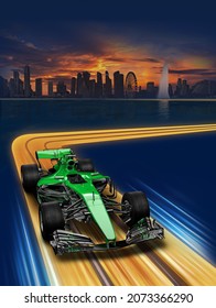 Race car. 3d rendering. 3d illustration