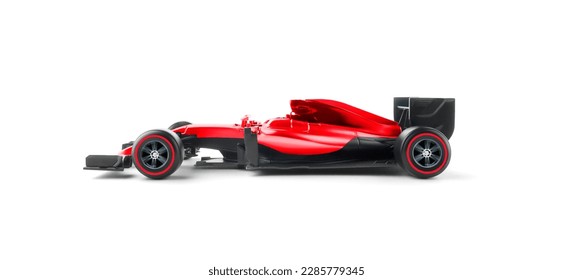 Race car and driver angled view isolated on white background. 3D Rendering - Shutterstock ID 2285779345